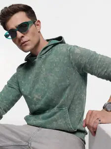 FCUK Acid Wash Printed Hooded Sweatshirt