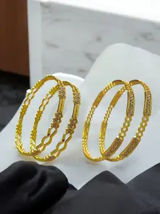 AARTISAI Set Of 4 Gold-Plated Stone Studded Bangles