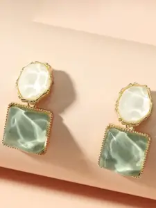 Celestique Artificial Stone Studded Geometric Shaped Drop Earrings