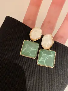 Celestique Artificial Stones Square Drop Earrings