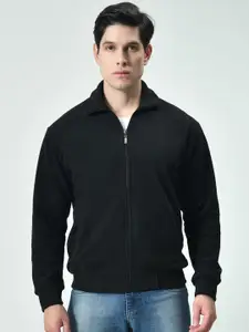 BAESD Men Mock Collar Solid Woollen Casual Lightweight Bomber Jacket