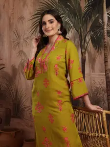Sangria Floral Printed A-Line Kurta
