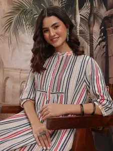 Sangria Striped Tassel Detail Shirt Style Dress