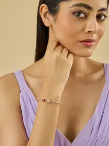 Kushal's Fashion Jewellery Gold-Plated Cubic Zirconia-Studded Party Kada Bangle