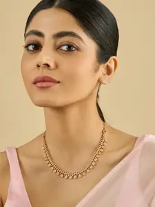 Kushal's Fashion Jewellery Embellished Bridal Copper Gold-Plated Necklace