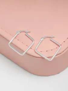 LeCalla 925 Sterling Silver Silver-Plated Square Shaped Hoop Earrings