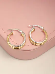 LeCalla 925 Sterling 14K Gold-Plated Contemporary Shaped Hoop Earrings