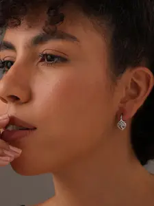 LeCalla 925 Sterling Silver-Plated Contemporary Shaped Drop Earrings