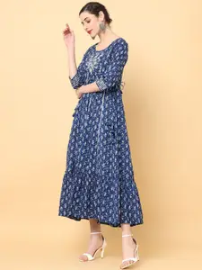 All About You Women Embroidered Printed Fit & Flared Ethnic Dress