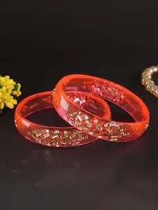 LAVAZZA Set Of 2 Cubic Zirconia & Crystal Studded Glass Bangles