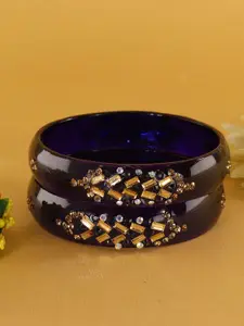 LAVAZZA Set Of 2 Cubic Zirconia & Crystal Studded Glass Bangles