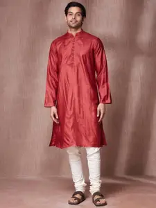 Fabindia Silk Mandarin Collar Straight Kurta
