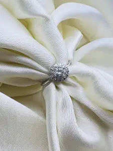 Arte Jewels 925 Sterling Silver American Diamond-Studded Finger Ring