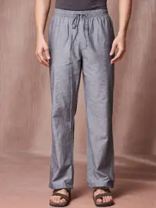 Fabindia Men Cotton Mid-Rise Relaxed Fit Trousers