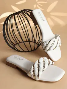 Sole Saga Women Woven Design Open Toe Flats