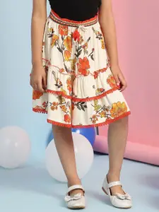 Biba Girls Floral Printed Knee Length Skirt