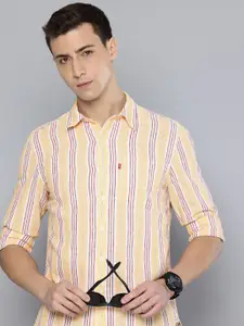 Levis Linen Cotton Slim Fit Striped Casual Shirt
