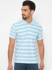 Duke Men Striped Polo Collar Cotton T-shirt