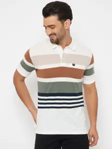 Duke Men Striped Polo Collar Cotton T-shirt
