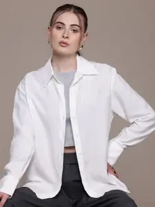 MANGO Drop-Shoulder Sleeves Opaque Casual Shirt