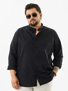 Snitch Men Classic Fit Band Collar Solid Cotton Casual Shirt