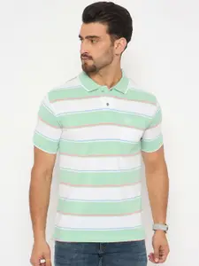 Duke Men Striped Polo Collar Cotton T-shirt