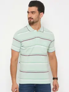 Duke Men Striped Polo Collar Cotton Slim Fit T-shirt