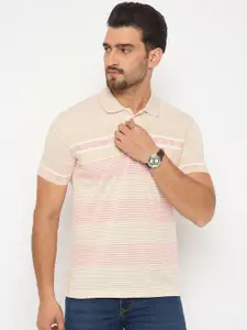 Duke Men Striped Polo Collar Cotton T-shirt