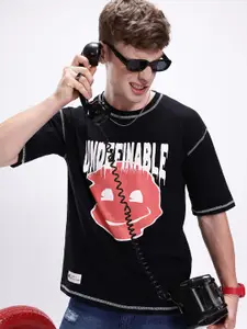 Kook N Keech Men Printed Drop-Shoulder Sleeves Oversized Pure Cotton T-shirt