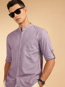 French Connection Slim Fit Band Collar Pure Cotton Casual Shirt