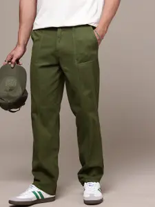 The Roadster Lifestyle Co. Men Relaxed Pure Cotton Loose Fit Trousers