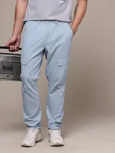 The Roadster Lifestyle Co. Men Relaxed Loose Pure Cotton Fit Pleated Cargo Trousers