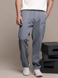 The Roadster Lifestyle Co. Men Relaxed Pure Cotton Loose Fit Trousers