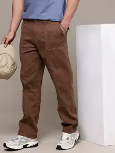 The Roadster Lifestyle Co. Men Relaxed Pure Cotton Loose Fit Trousers