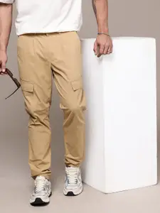 The Roadster Lifestyle Co. Men Relaxed Pure Cotton Loose Fit Pleated Cargo Trousers