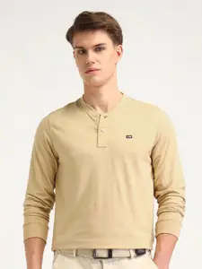 Arrow Sport Men Solid Henley Neck Cotton T-shirt