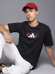 ADIDAS Men Brand Logo Printed Pure Cotton T-Shirt