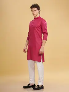 Anouk Pink Mandarin Collar Straight Kurta