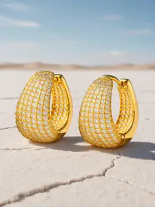 Rubans 18K Gold-Plated Cubic Zirconia Studded Statement Hoop Earrings