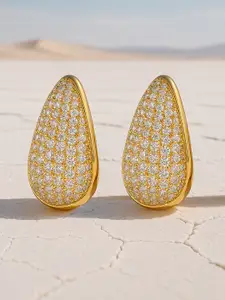 Rubans 18K Gold-Plated Cubic Zirconia Studded Premium Hoop Earrings