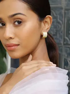 Rubans 18K Gold-Plated Cubic Zirconia Studded Hoop Earrings