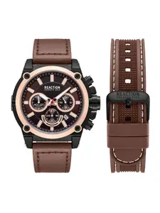 REACTION KENNETH COLE Men Dial & Leather Straps Analogue Watch KRWGO0070004