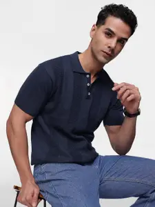 French Connection Men Textured Flat Knit Polo Tshirt