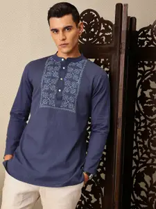 House of Pataudi Chikankari hand embroidered Cotton Linen jashn short kurta