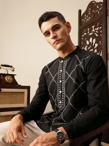 House of Pataudi Embroidered Pure Cotton Jashn Kurta