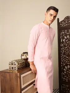 House of Pataudi Hand crafted chikankari pure cotton Jashn kurta