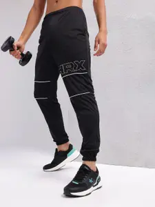 HRX by Hrithik Roshan Men Brand Logo Print Rapid-Dry Training Joggers with Contrast Piping