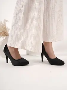 DressBerry Velvet Pointed Toe Slim Heel Pumps