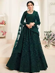 A TO Z CART Embroidered Beads and Stones Semi-Stitched Lehenga & Unstitched Blouse With Dupatta