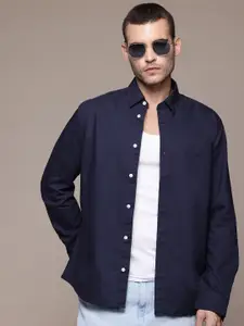 MANGO MAN Pure Cotton Casual Shirt with Embroidered Logo Detail